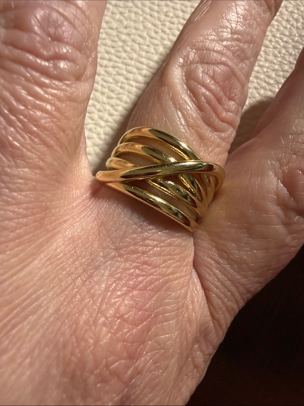 Gold Plated Multi-Band Crossover Women’s Ring